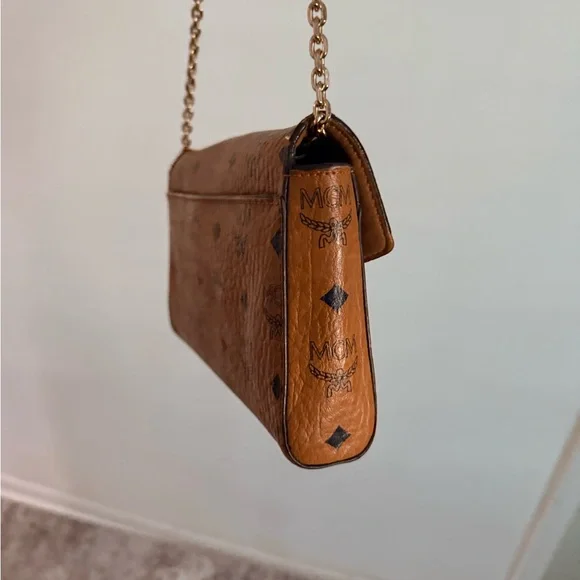 MCM Cognac Visetos Logo Chain Crossbody - Picture 5 of 11